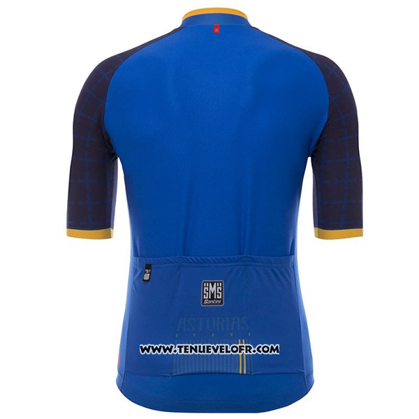 2017 Maillot Ciclismo Asturias Vuelta Espana Bleu Manches Courtes et Cuissard